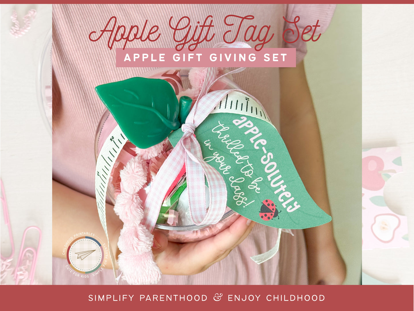 Apple Themed Gift Tag and Gift Card Sleeve Set, Digital Download