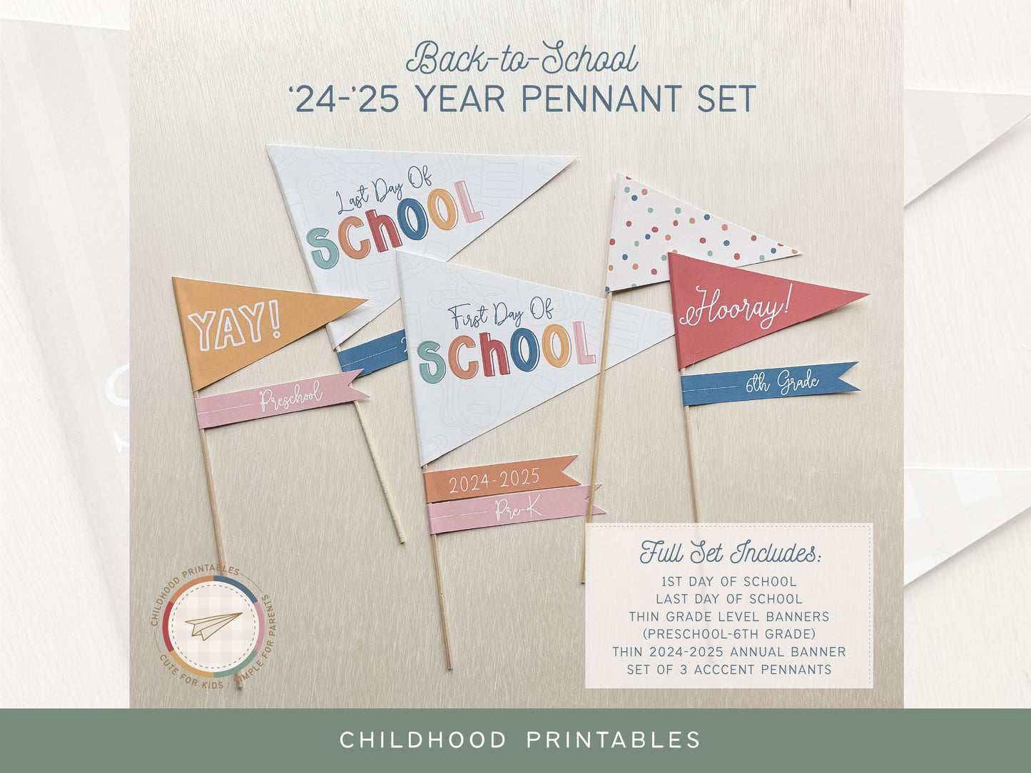 Back To School '24-'25 Year Pennant Printable Set, Digital Download