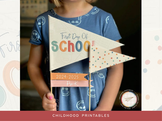 Back To School '24-'25 Year Pennant Printable Set, Digital Download