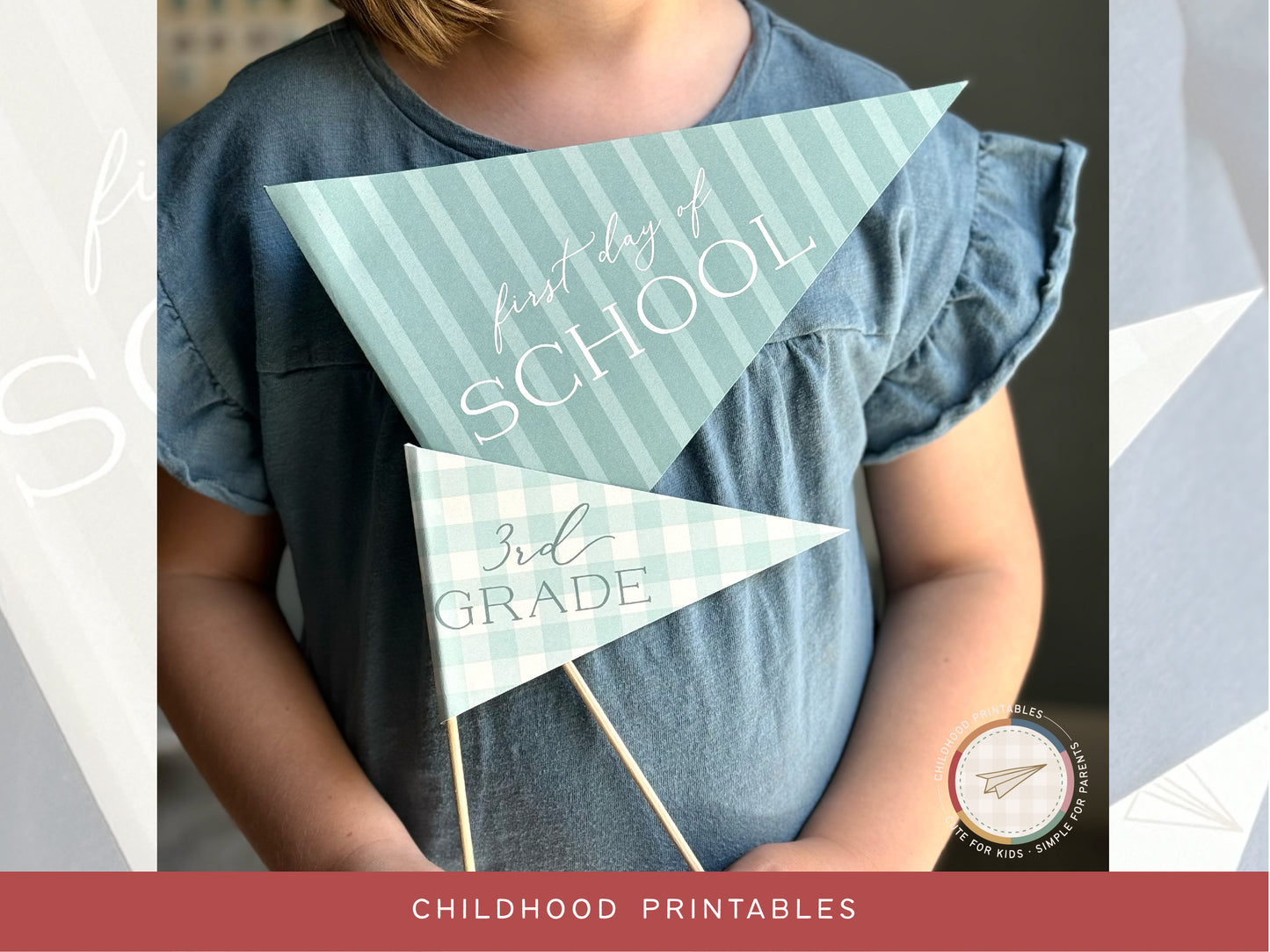 Back To School Classic Green Pennant Printable Set, Digital Download