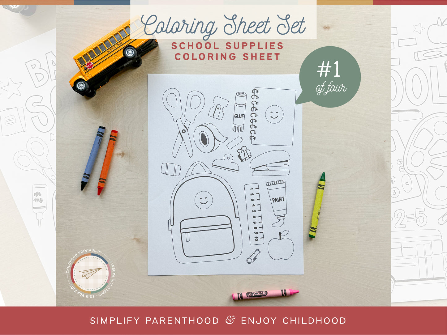 Back To School Coloring Activity Set, Digital Download