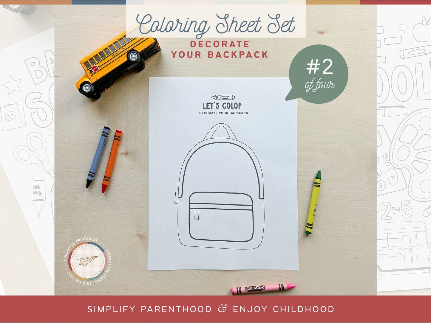 Back To School Coloring Activity Set, Digital Download