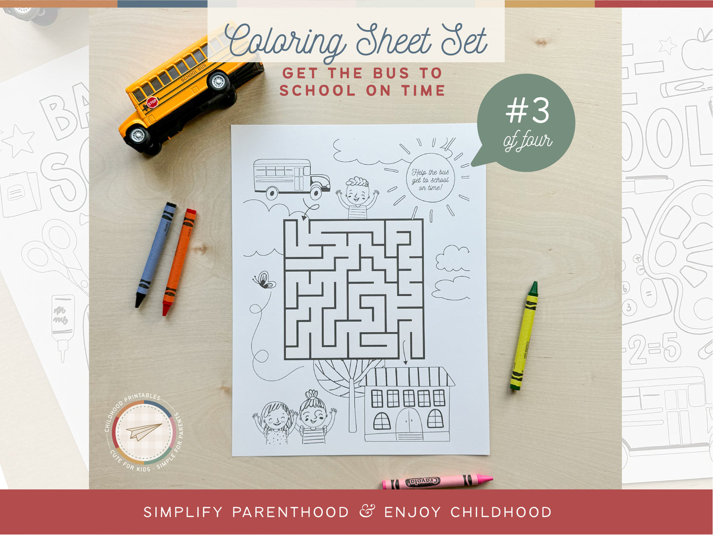 Back To School Coloring Activity Set, Digital Download