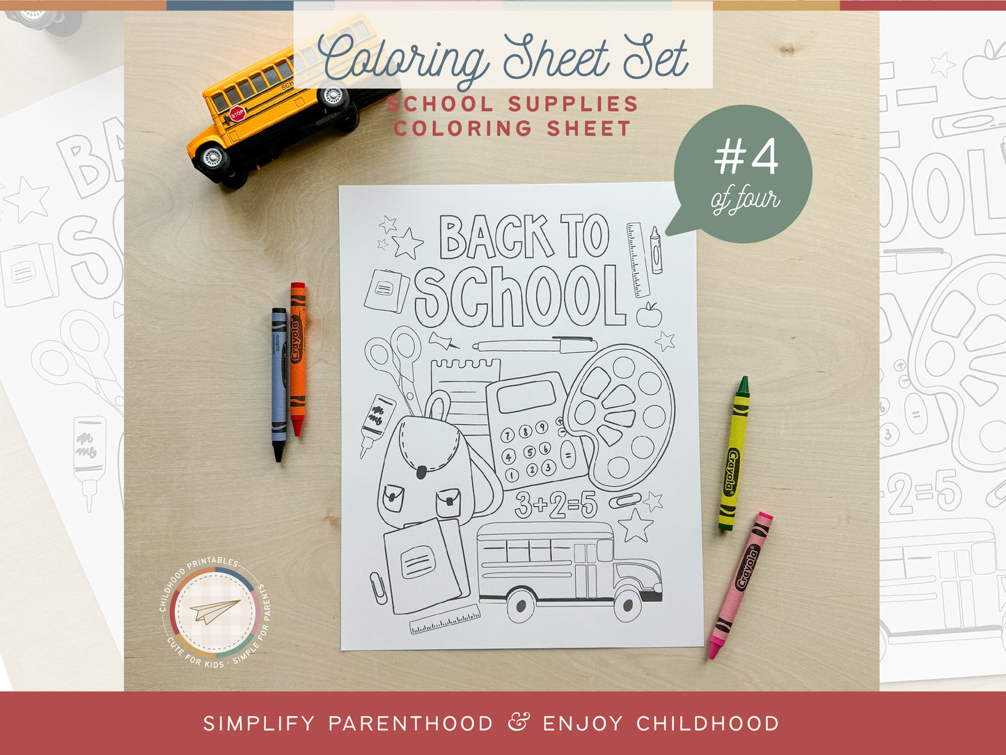 Back To School Coloring Activity Set, Digital Download