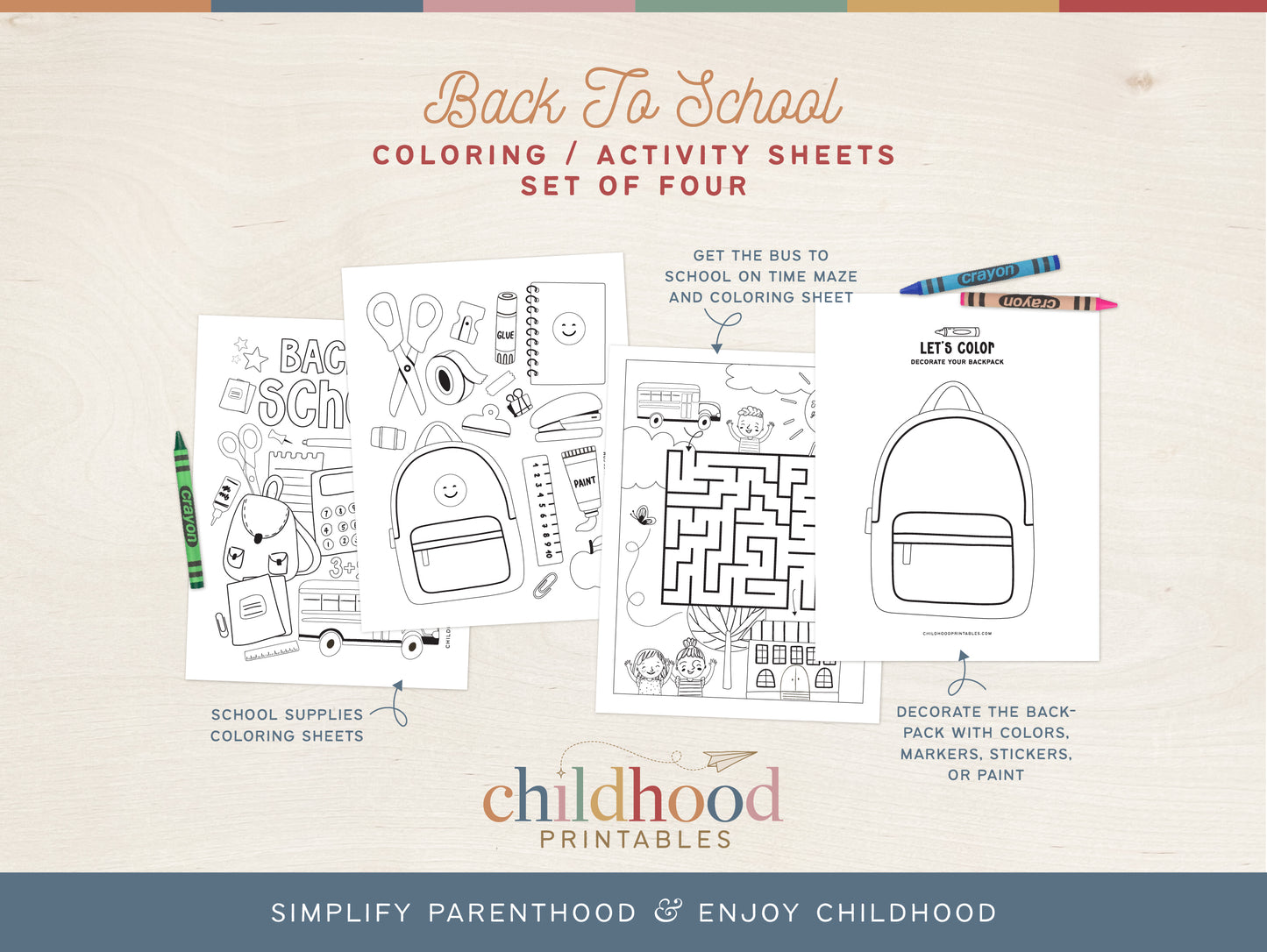 Back To School Coloring Activity Set, Digital Download