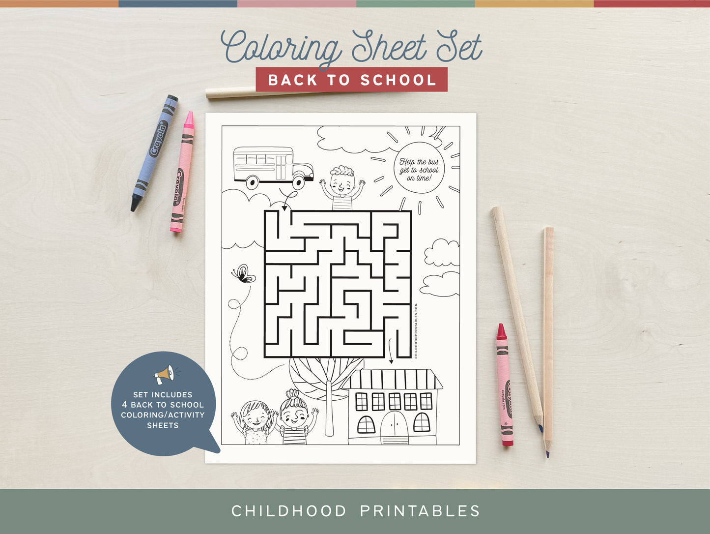 Back To School Coloring Activity Set, Digital Download