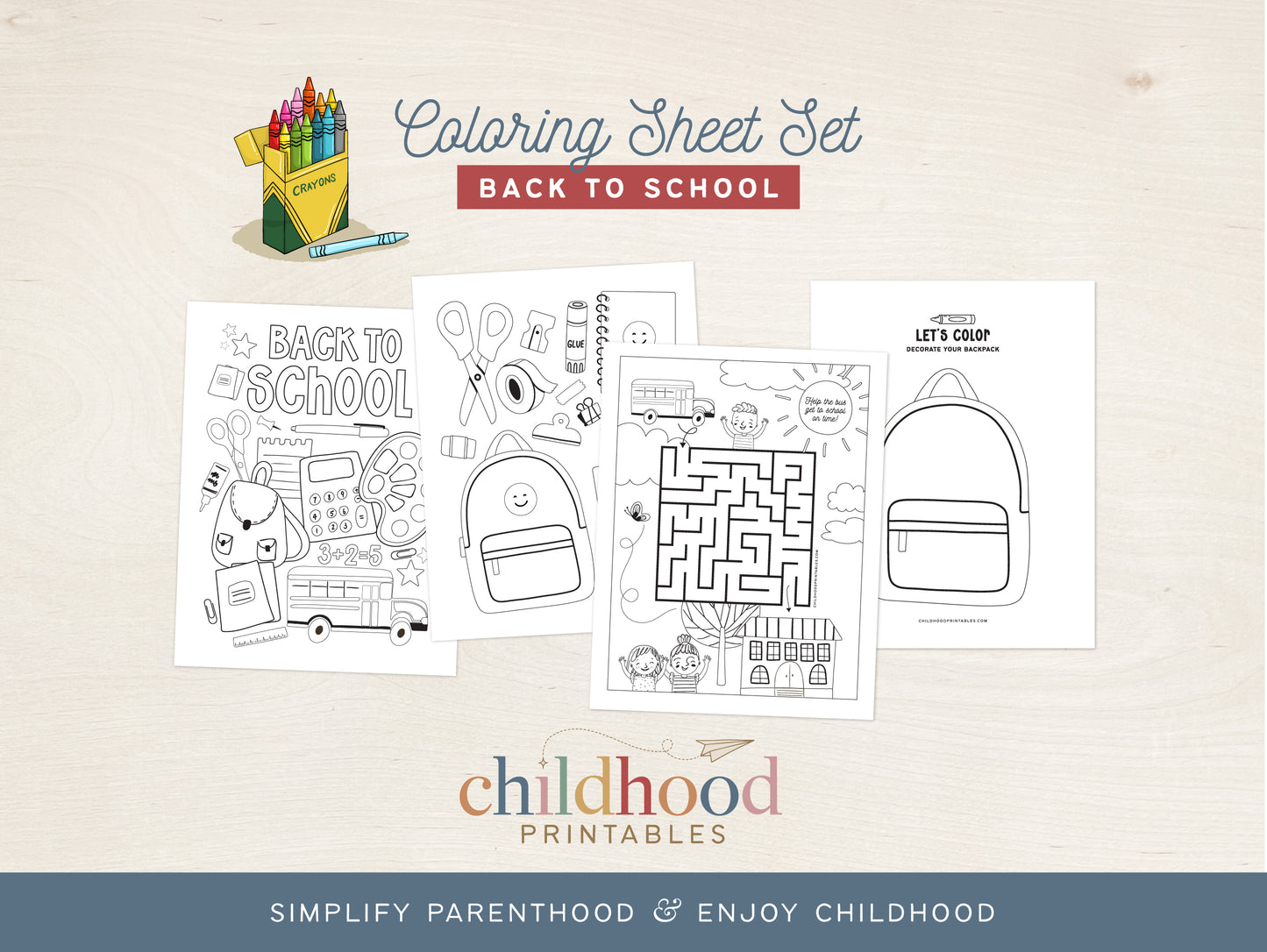 Back To School Coloring Activity Set, Digital Download