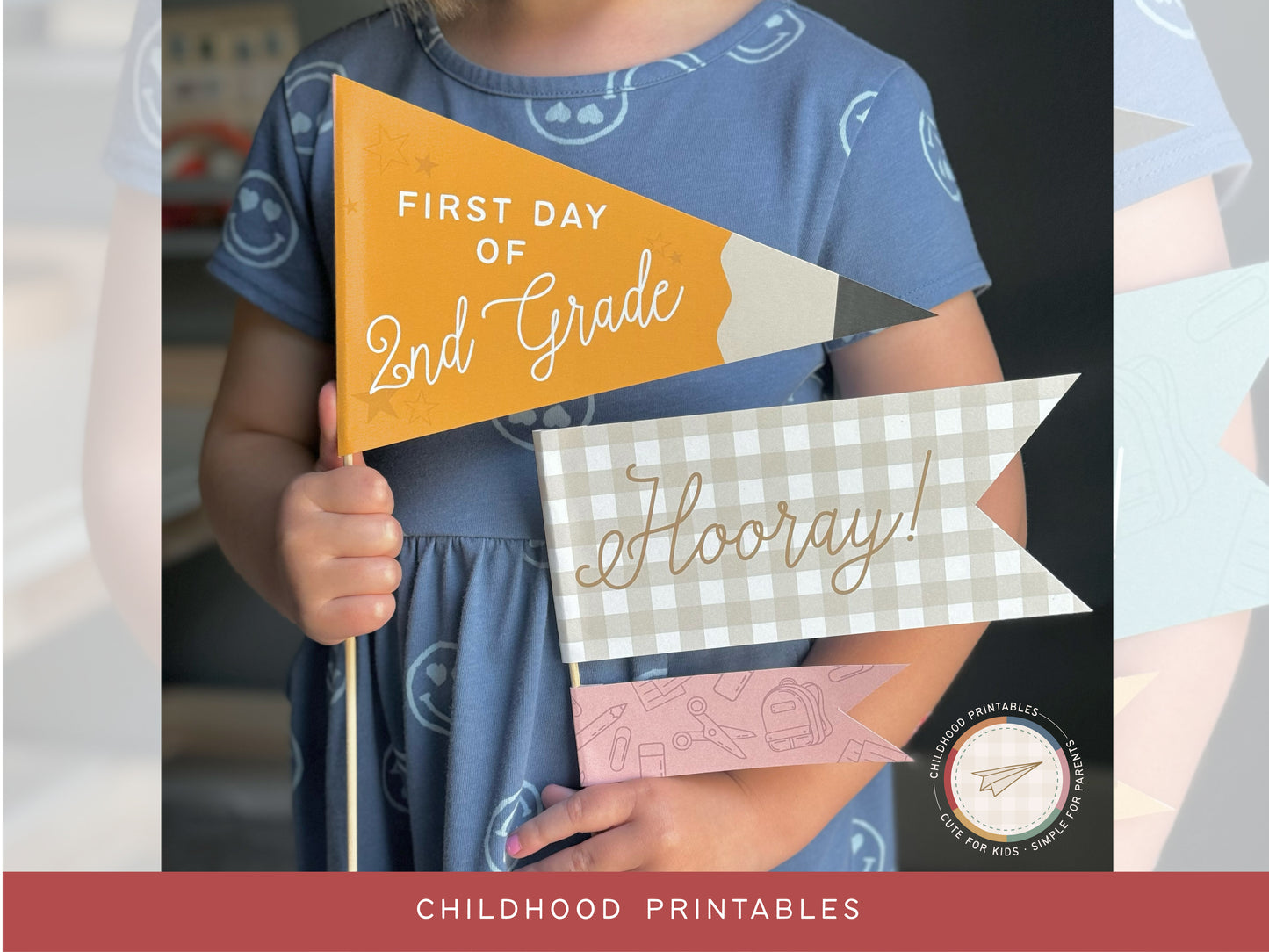 Back To School Pencil Pennant Printable Set #2, Digital Download