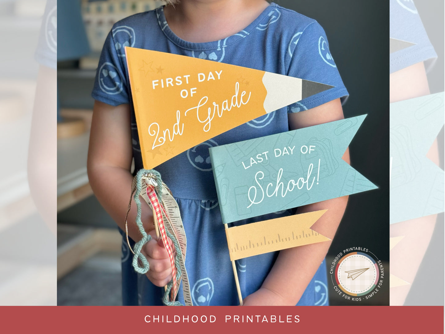 Back To School Pencil Pennant Printable Set #2, Digital Download