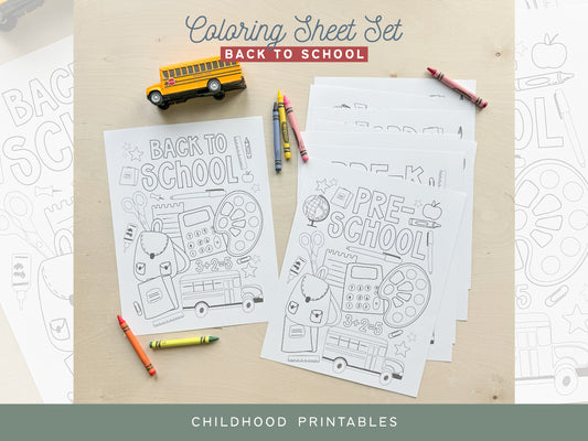 Back To School Grade Level Coloring Pages, Digital Download