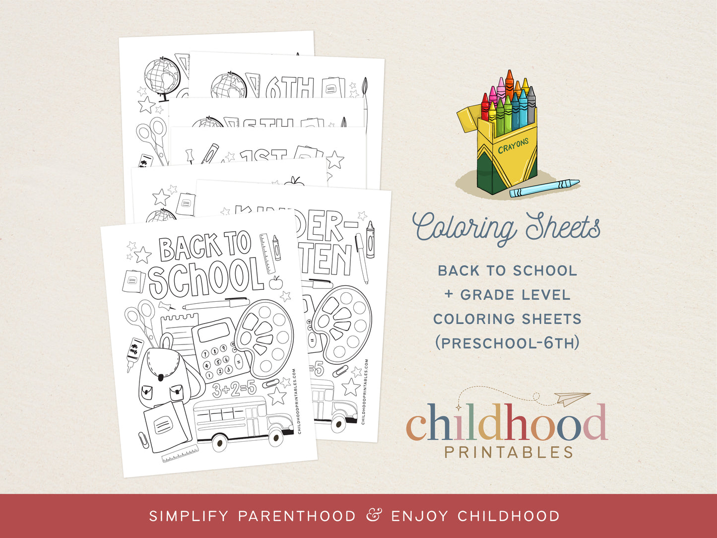 Back To School Grade Level Coloring Pages, Digital Download