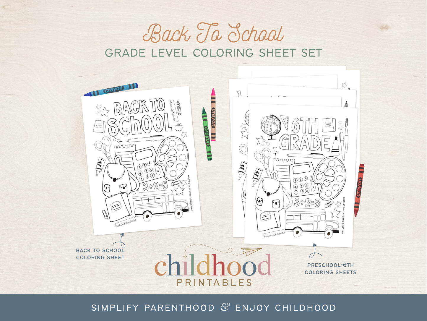 Back To School Grade Level Coloring Pages, Digital Download