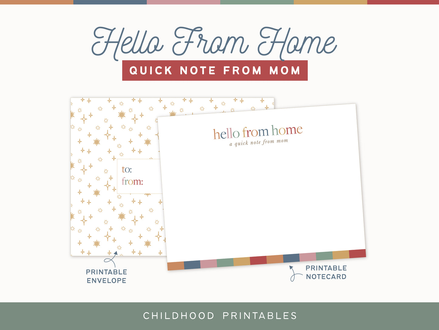 Hello From Home Note From Mom Colorful, Digital Download