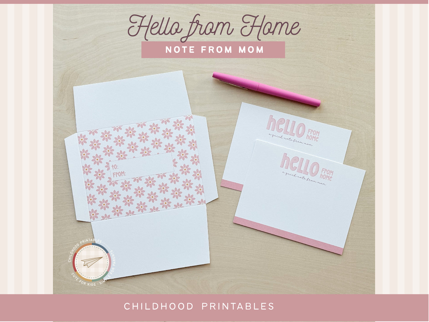 Hello From Home Note From Mom Pink, Digital Download