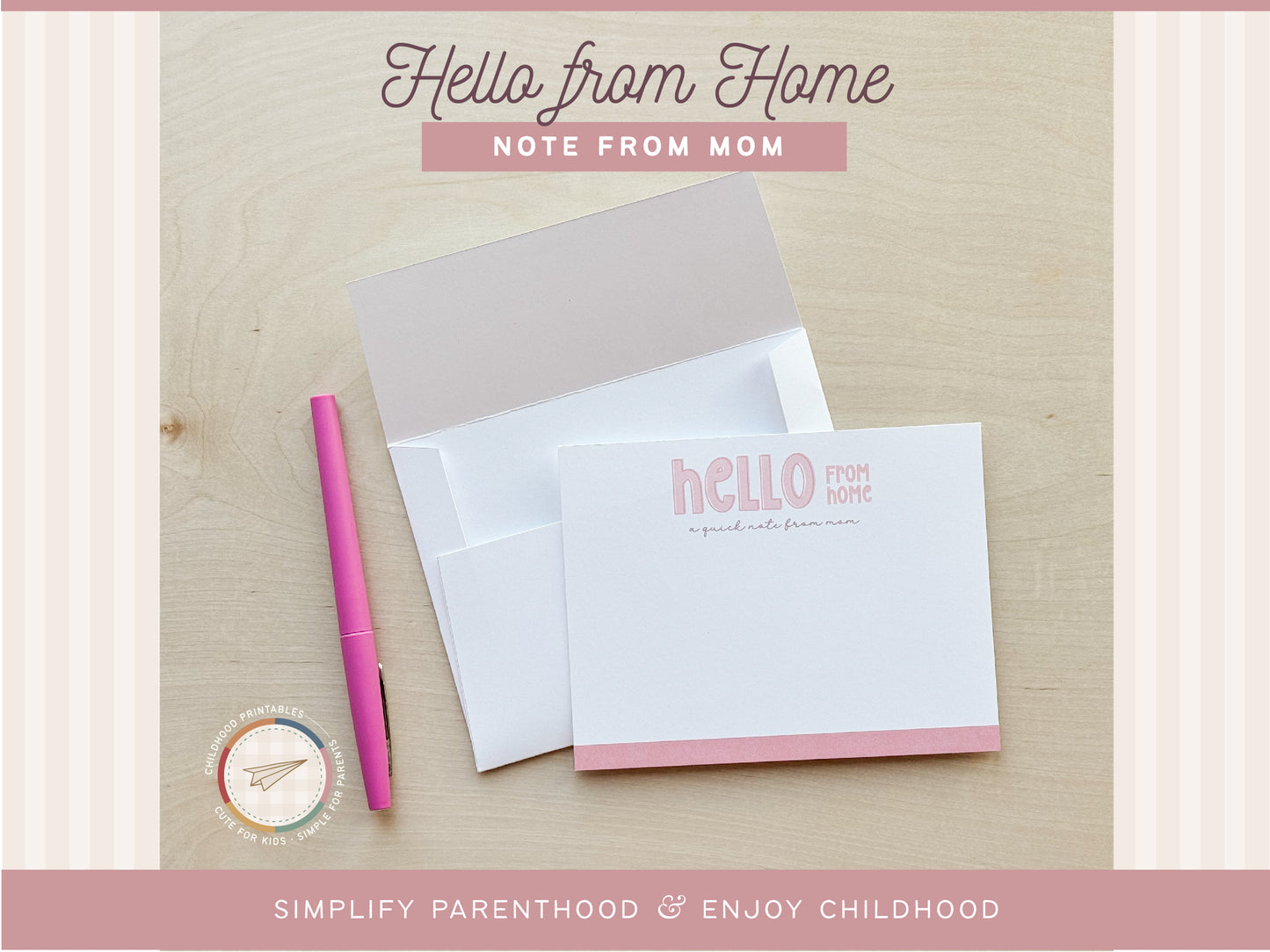 Hello From Home Note From Mom Pink, Digital Download