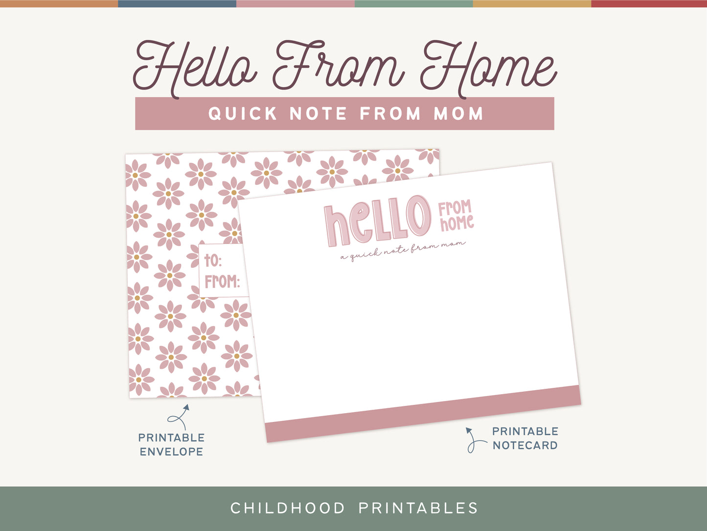 Hello From Home Note From Mom Pink, Digital Download