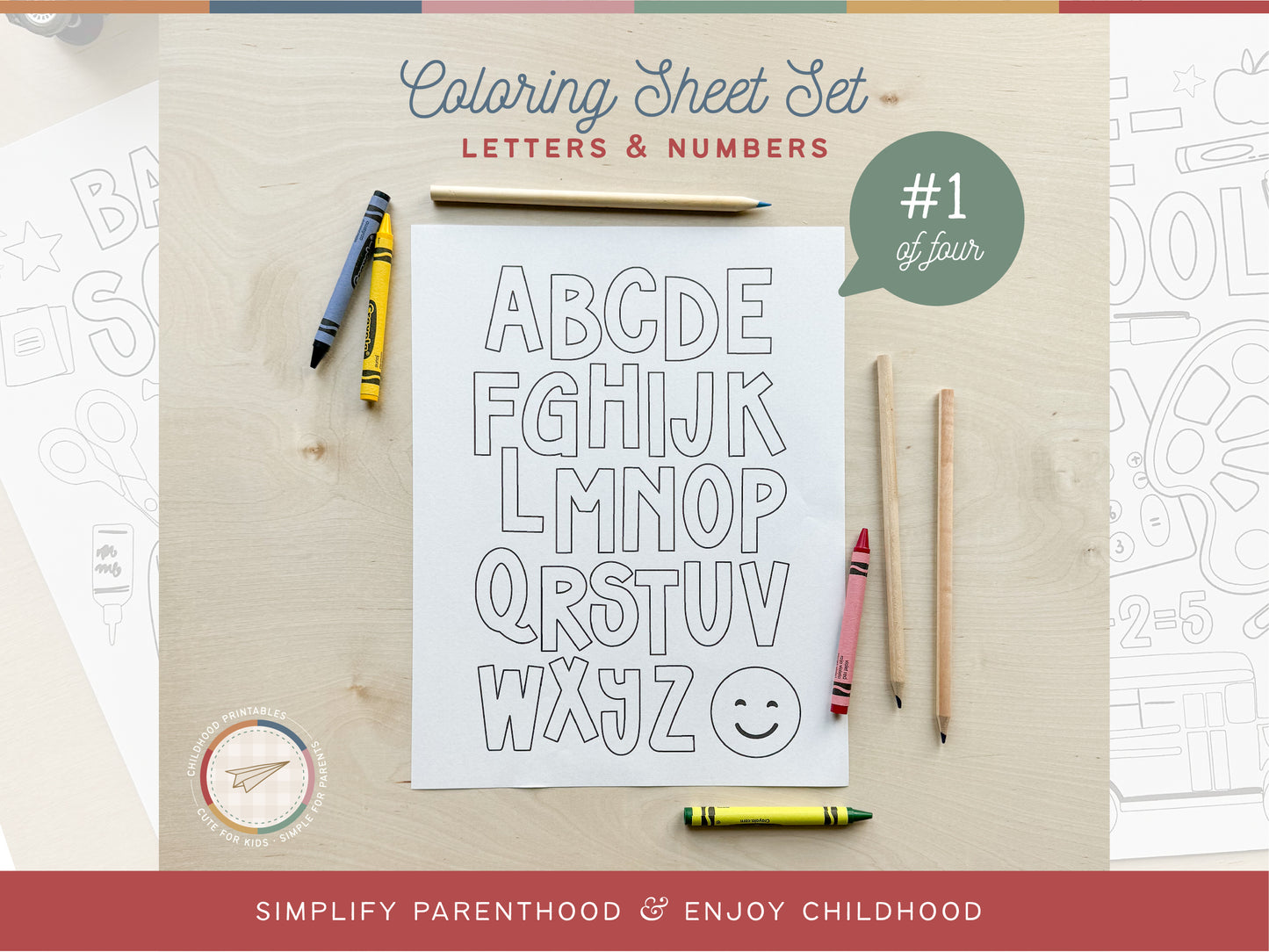 Letters And Numbers Coloring Sheet Set, Digital Download