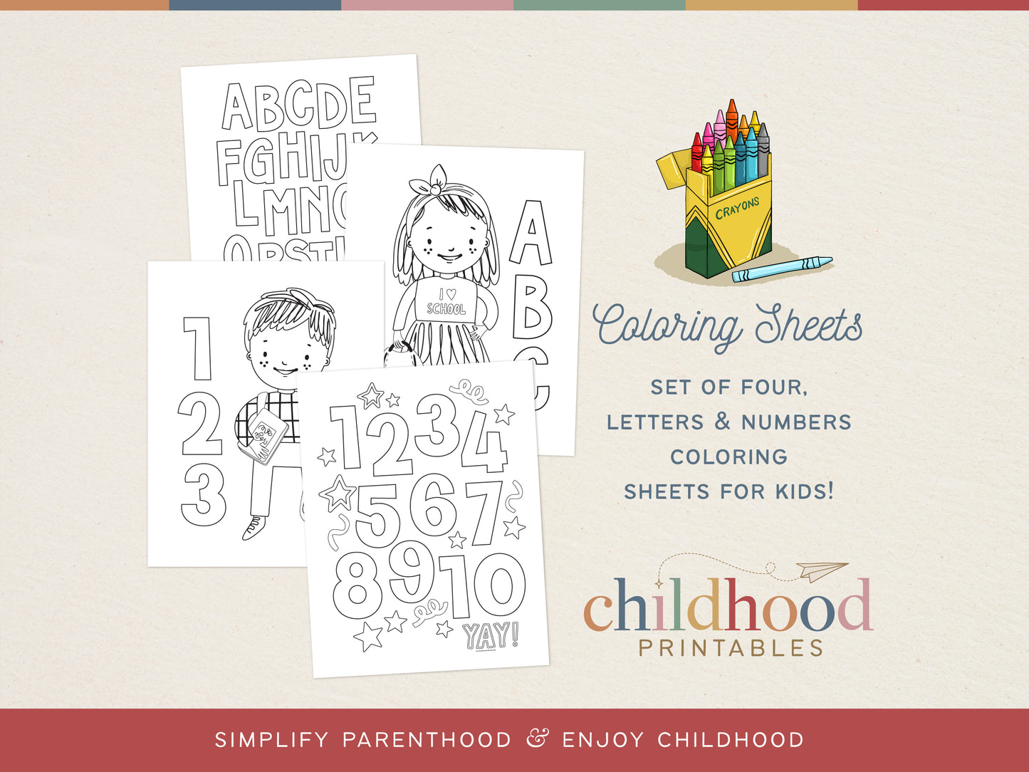 Letters And Numbers Coloring Sheet Set, Digital Download