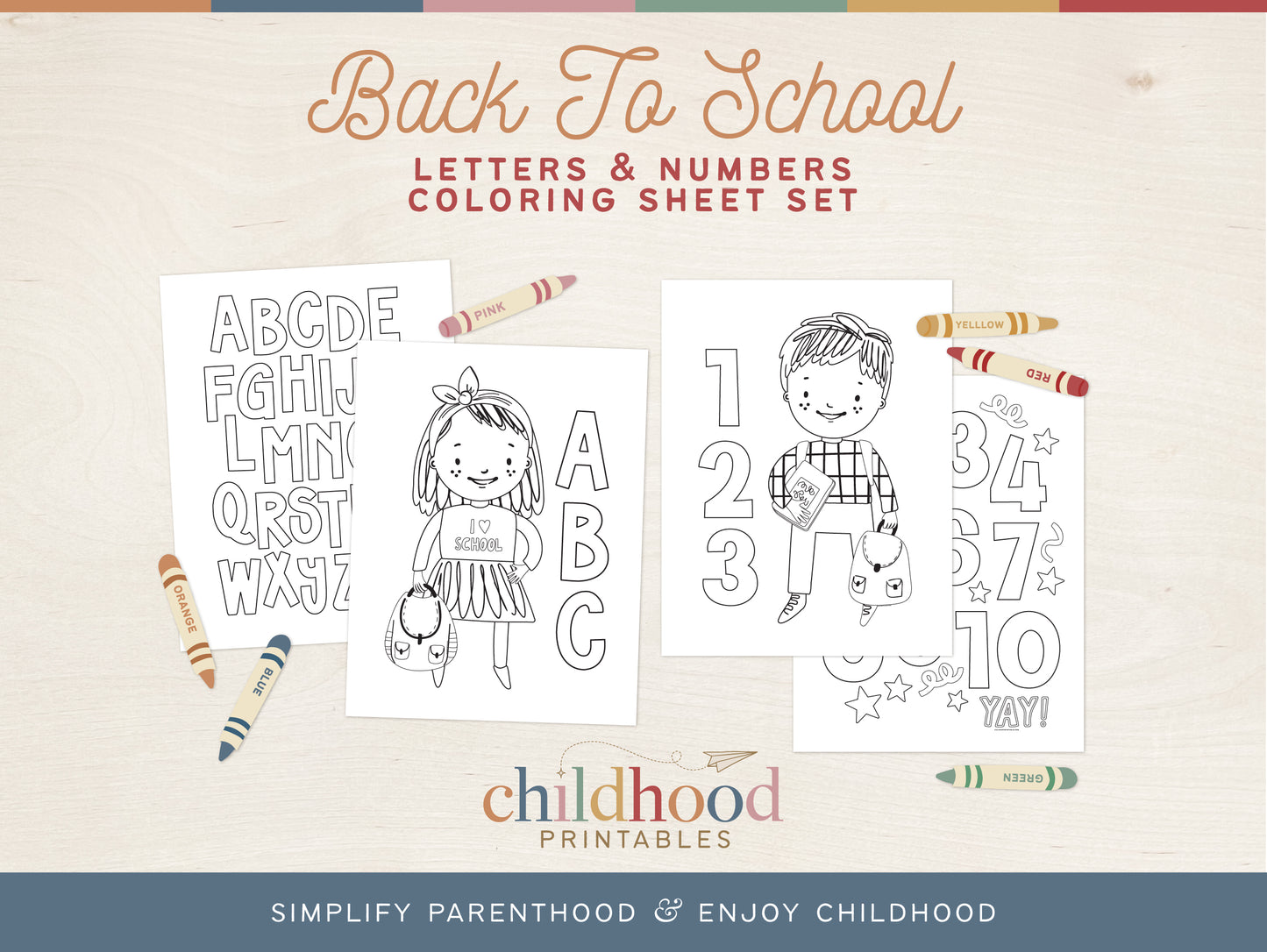 Letters And Numbers Coloring Sheet Set, Digital Download