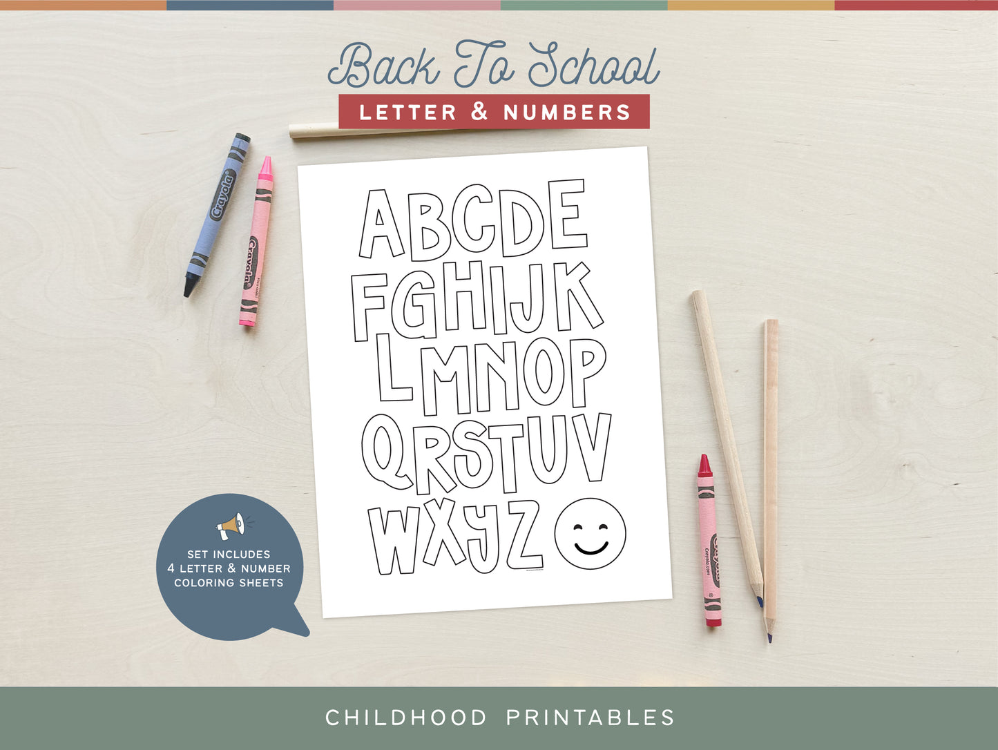 Letters And Numbers Coloring Sheet Set, Digital Download