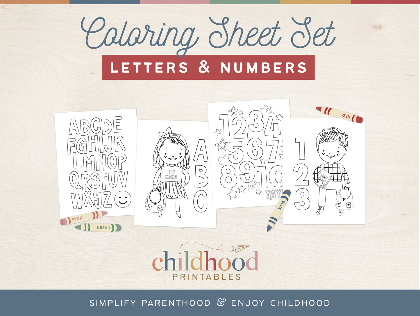 Letters And Numbers Coloring Sheet Set, Digital Download