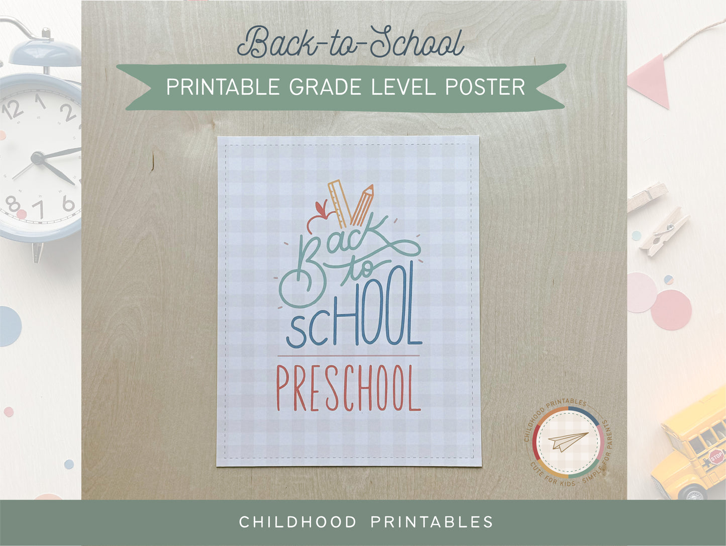 Printable Back To School Grade Level Poster, Digital Download