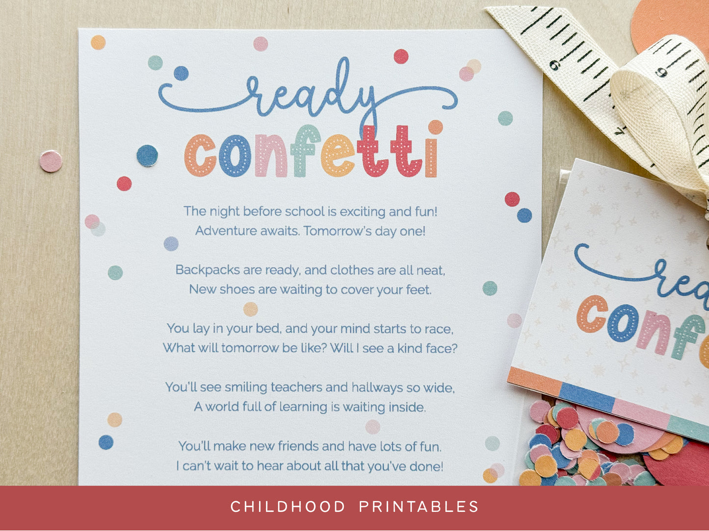 Printable Ready Confetti For Back To School, Digital Download