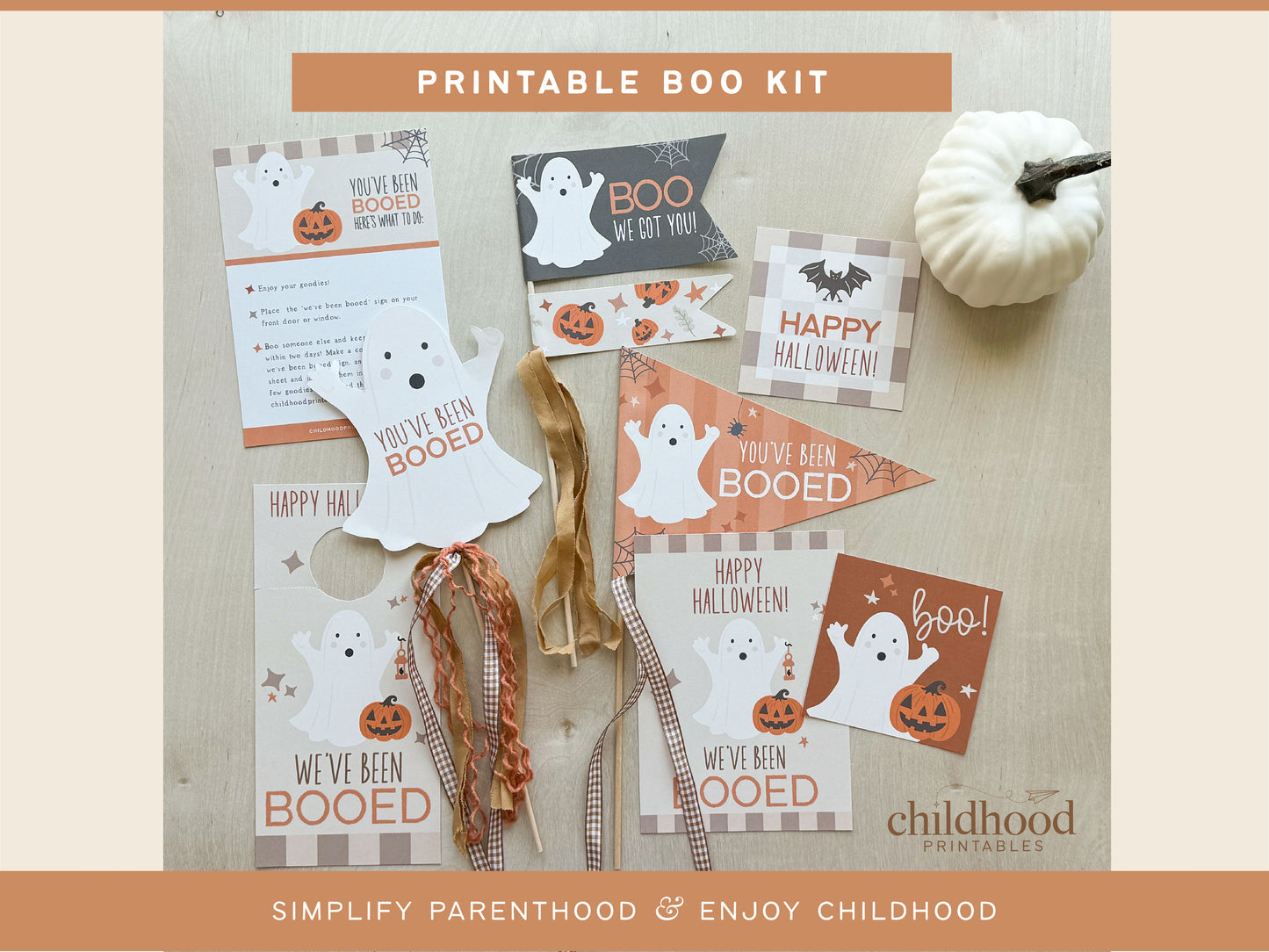 You've Been Booed Printable Kit In Neutral, Digital Download