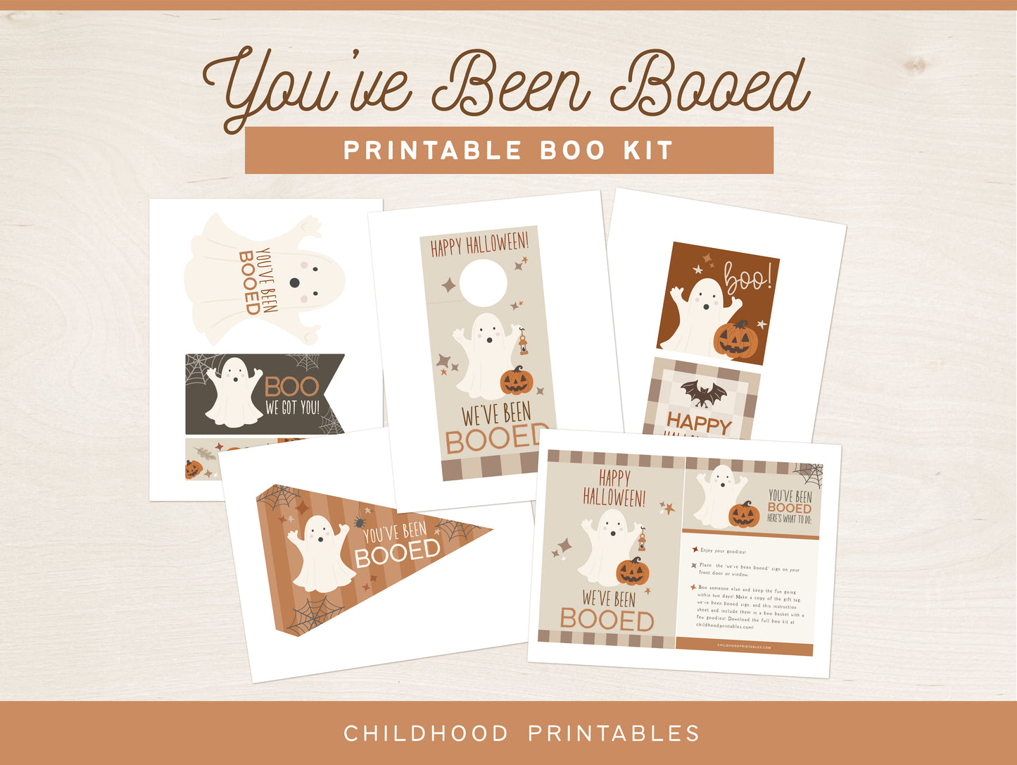 You've Been Booed Printable Kit In Neutral, Digital Download