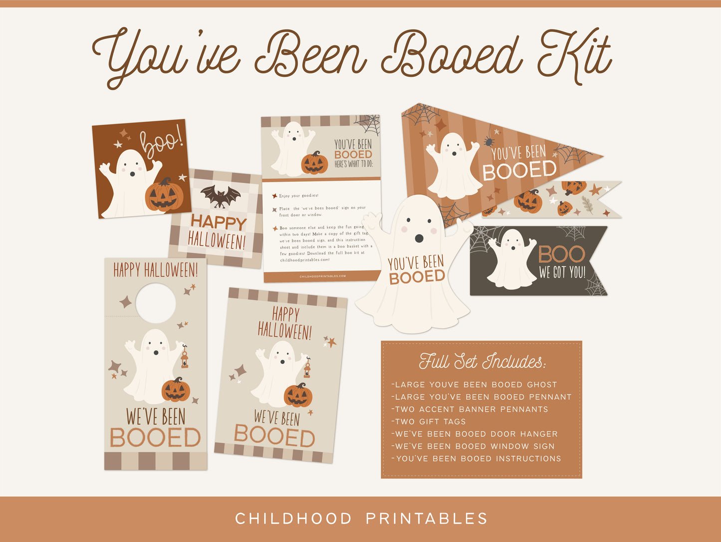 You've Been Booed Printable Kit In Neutral, Digital Download