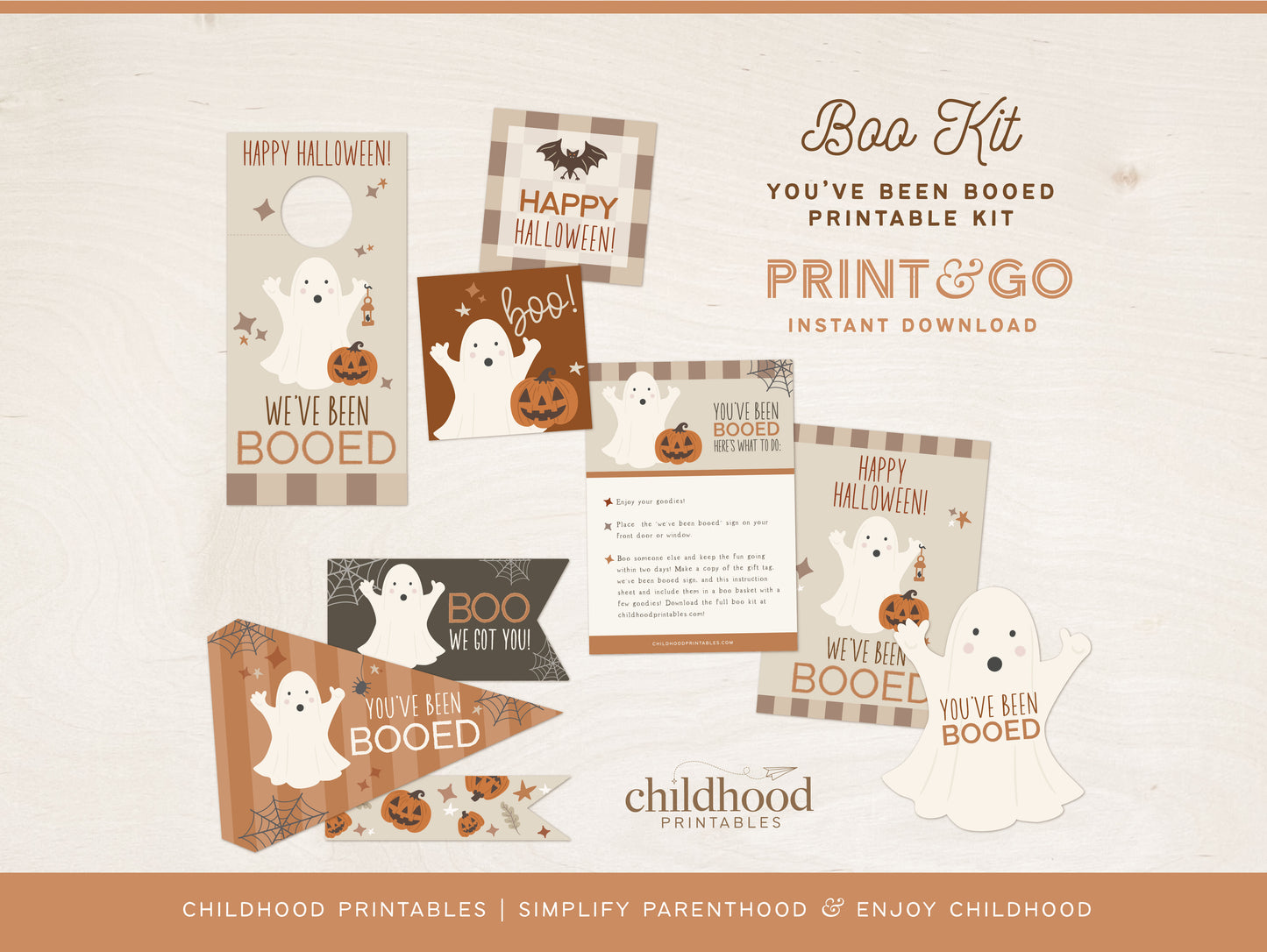 You've Been Booed Printable Kit In Neutral, Digital Download