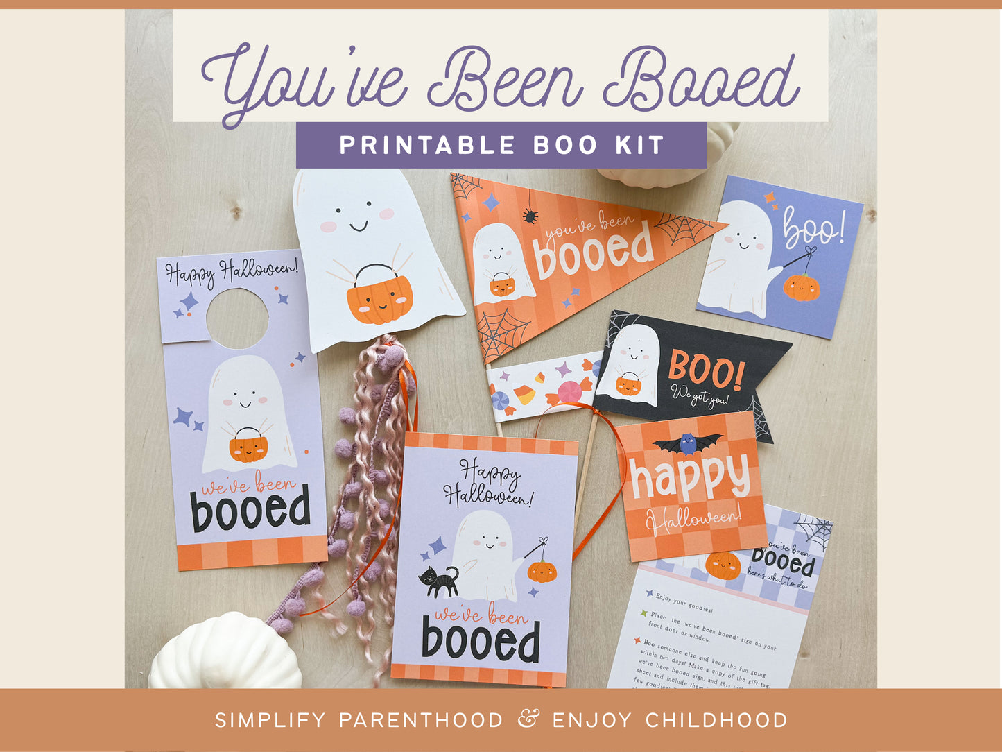 You've Been Booed Printable Kit In Orange and Purple, Digital Download