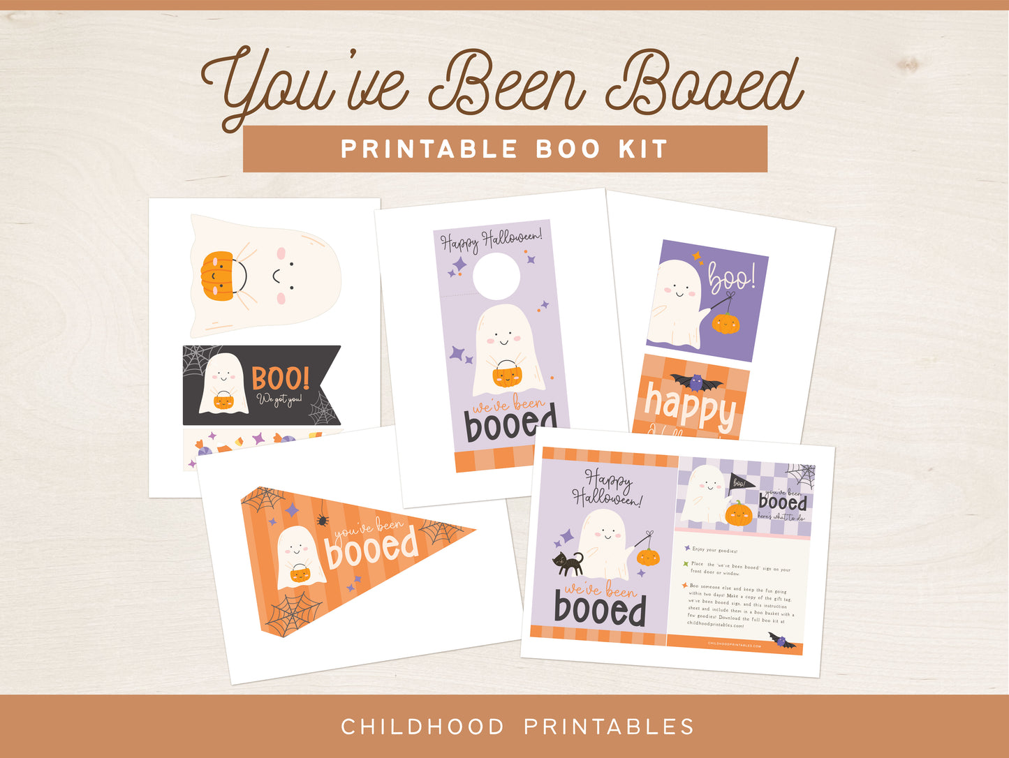 You've Been Booed Printable Kit In Orange and Purple, Digital Download