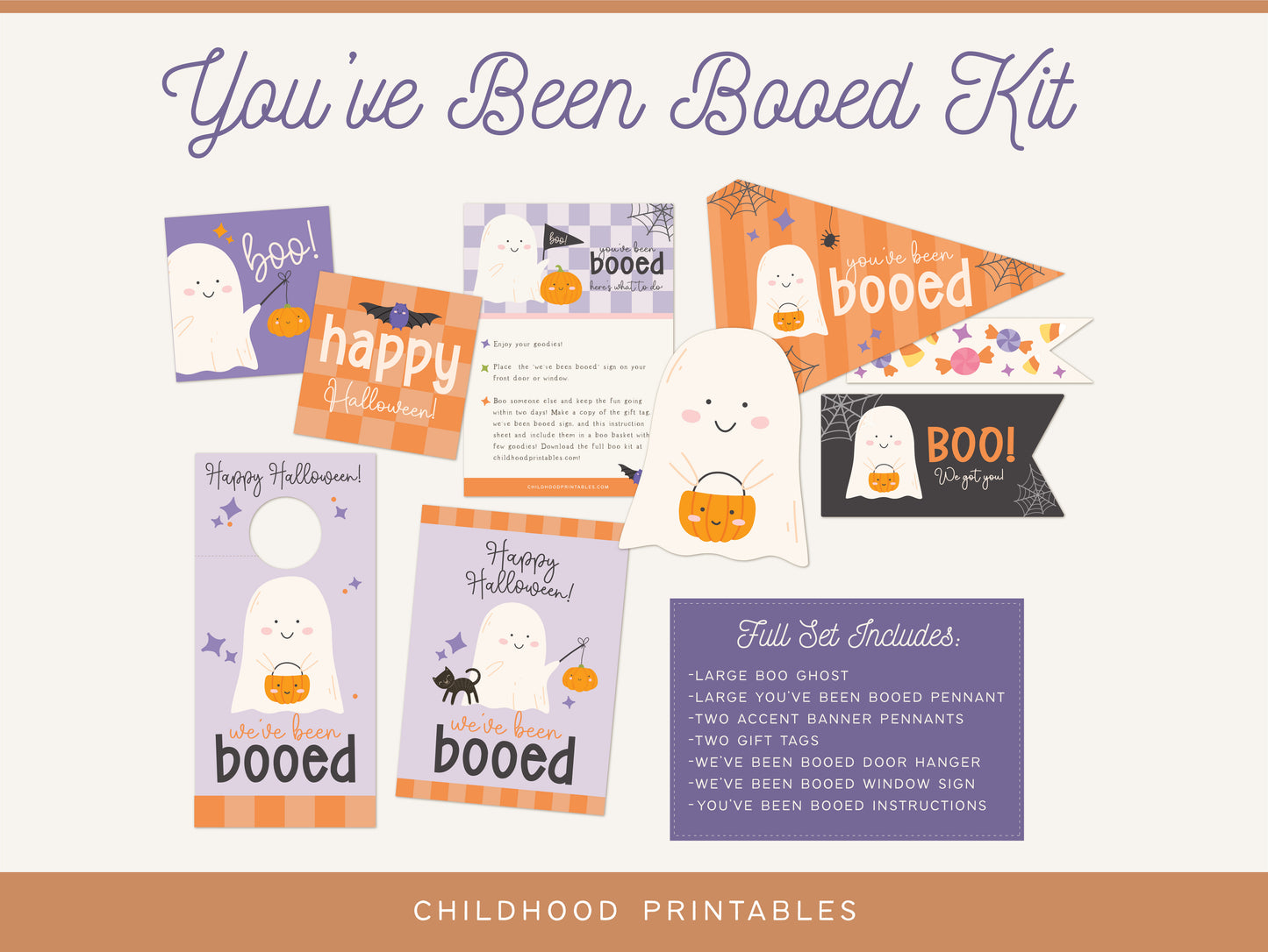 You've Been Booed Printable Kit In Orange and Purple, Digital Download