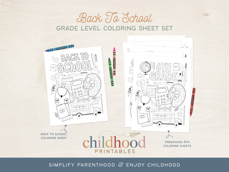 Back To School Grade Level Coloring Pages, Digital Download – Childhood ...