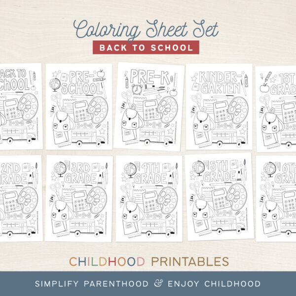 Back To School Grade Level Coloring Pages, Digital Download – Childhood ...