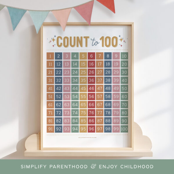 Count to 100 Printable Poster, Instant Download