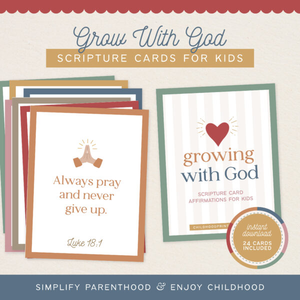 Grow With God Scripture Card Set, Instant Download