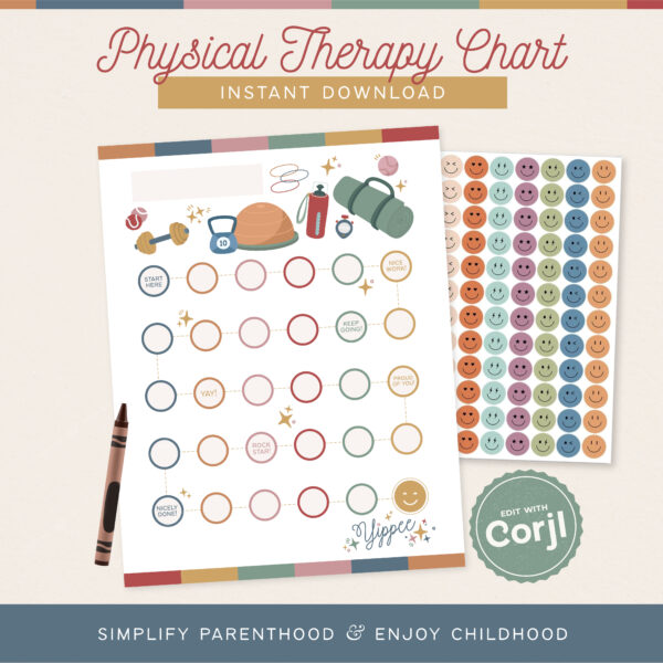 Physical Therapy Reward Chart, Customizable Instant Download