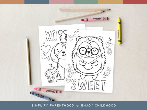 Valentine Animal Coloring Sheet Set-10 Valentine Animal Coloring Sheet Set-10