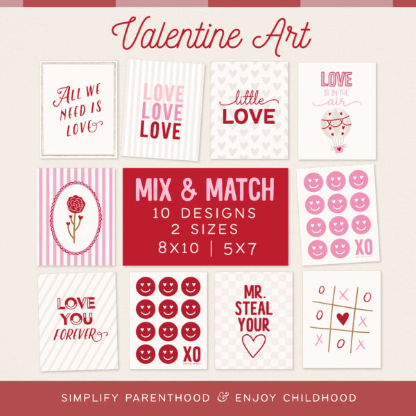 Valentine Art Decorations, Instant Download