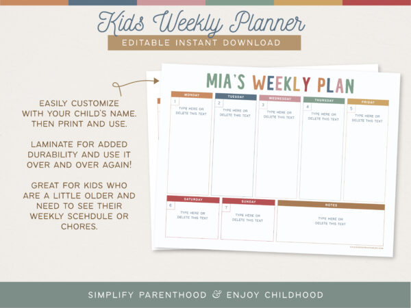 60 Kids Weekly Schedule Planner-02 60 Kids Weekly Schedule Planner-02